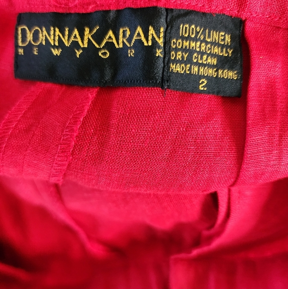 Donna Karan Vintage Red Linen Pleated Pants Size 2 - Picture 5 of 5